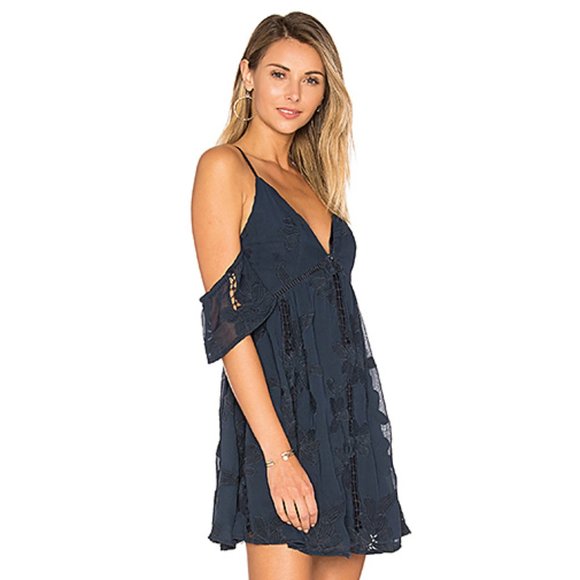 NWT Revolve Lovers & Friends WISHFUL DRESS Navy Blue Floral XS - Picture 3 of 3